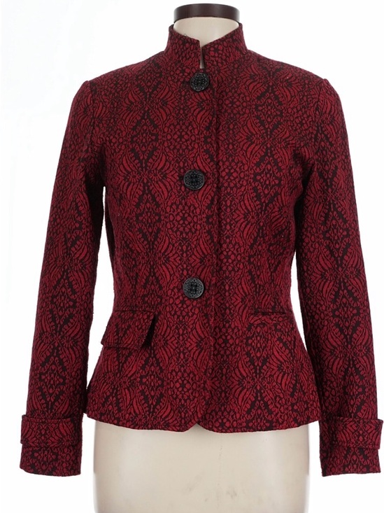 Coldwater Creek Jackets & Blazers - Coldwater Creek Vintage 90s Jacquard Blazer Red Black Size 20 NWOT